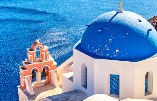Santorini blue iconic dome