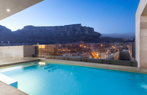 Cape Town Table Mountain landscape and pool view